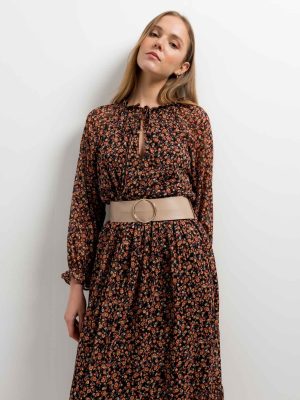 VESTIDO ESTAMPADO CINTURÓN