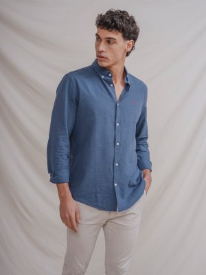 CAMISA CON LINO AZUL