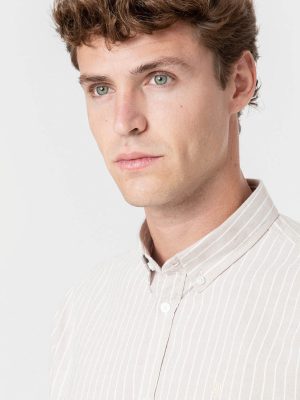 CAMISA OXFORD RAYAS BEIGE