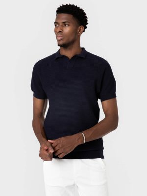 POLO TRICOT ESTRUCTURA MARINO