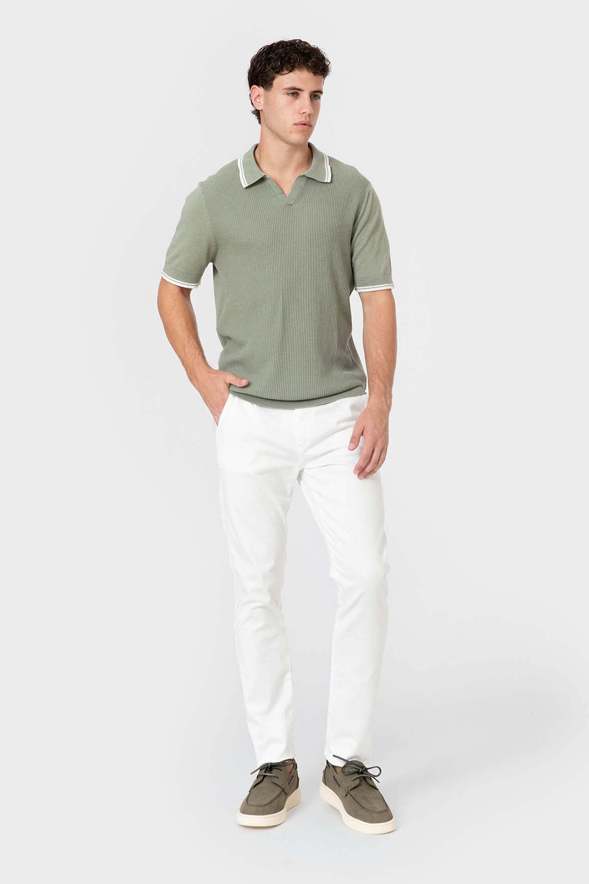 POLO TRICOT RAYA CUADRILLÉ VERDE - Imagen 3
