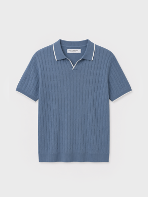 POLO TRICOT NUDOS CELESTE