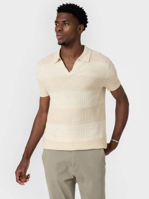 POLO TRICOT PANELADO BEIGE