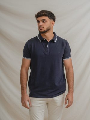 POLO BÁSICO AZUL PIQUÉ LÍNEA