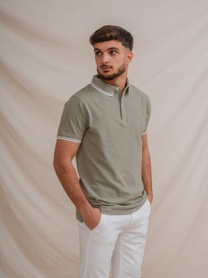 POLO BÁSICO VERDE PIQUÉ LÍNEA
