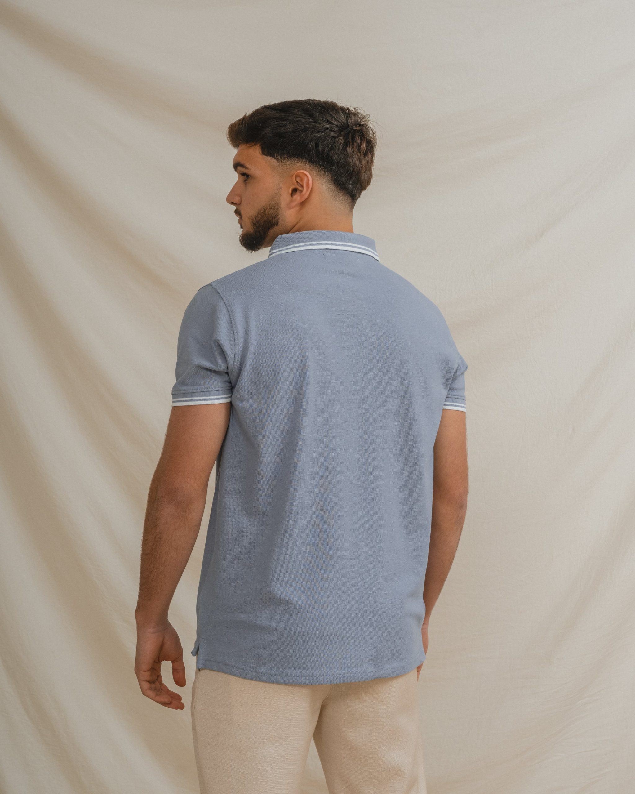 POLO BÁSICO CELESTE PIQUÉ LÍNEA - Imagen 4