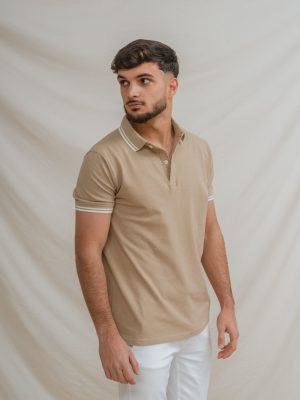 POLO BÁSICO BEIGE PIQUÉ LÍNEA