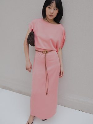 VESTIDO MIDI SATINADO CINTURÓN