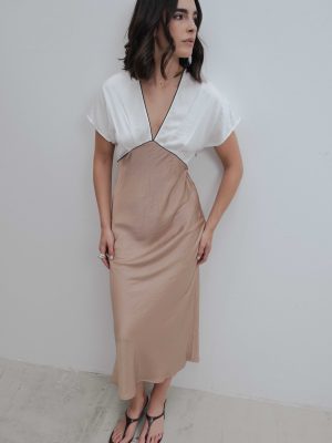 VESTIDO SATINADO VIVOS CONTRASTE