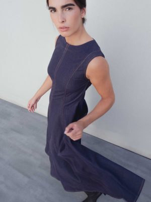 VESTIDO MIDI EFECTO DENIM