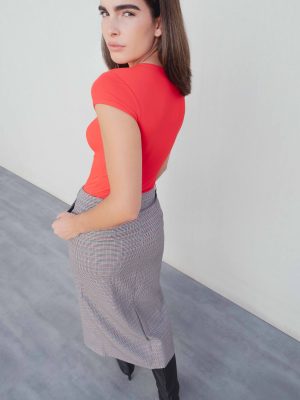 FALDA MIDI PATA DE GALLO